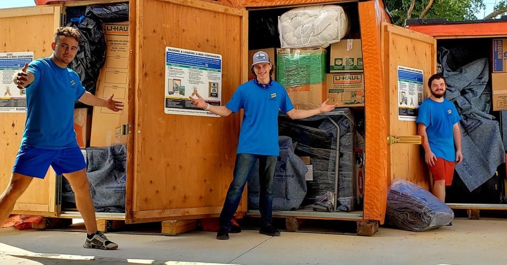 Mover standing inside a storage warehouse